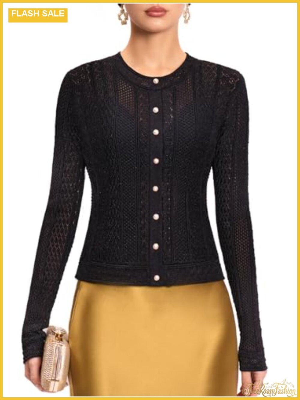 Crochet Cropped Cardigan with Pearl Buttons